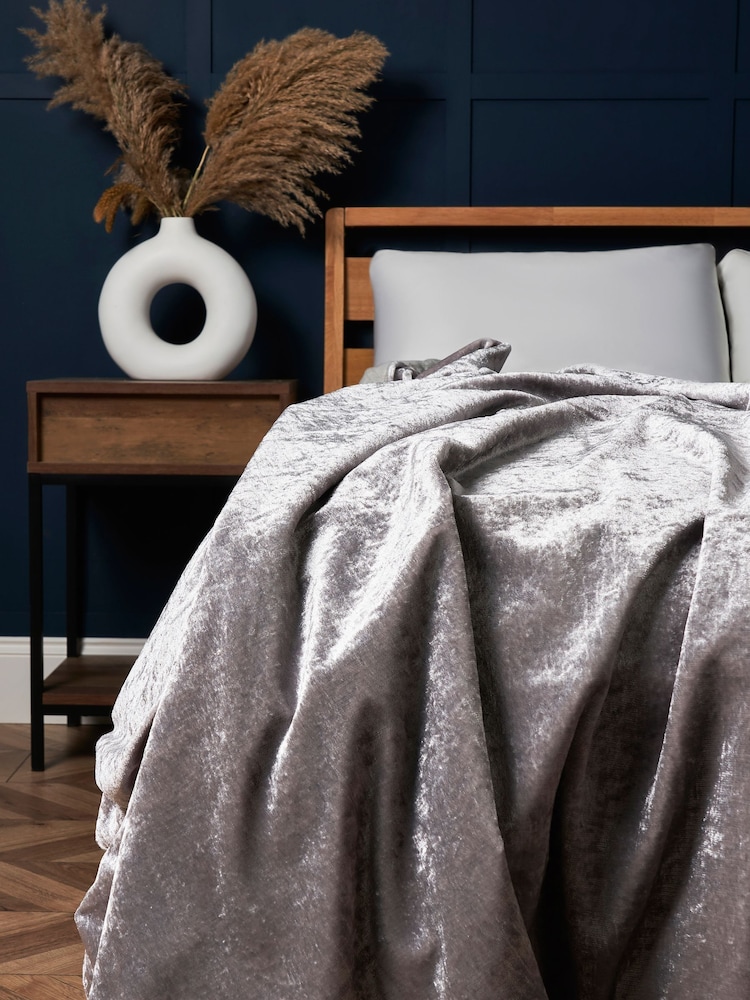 BHS Silver Large Luxury Crushed Velvet Throw - Image 1 of 3