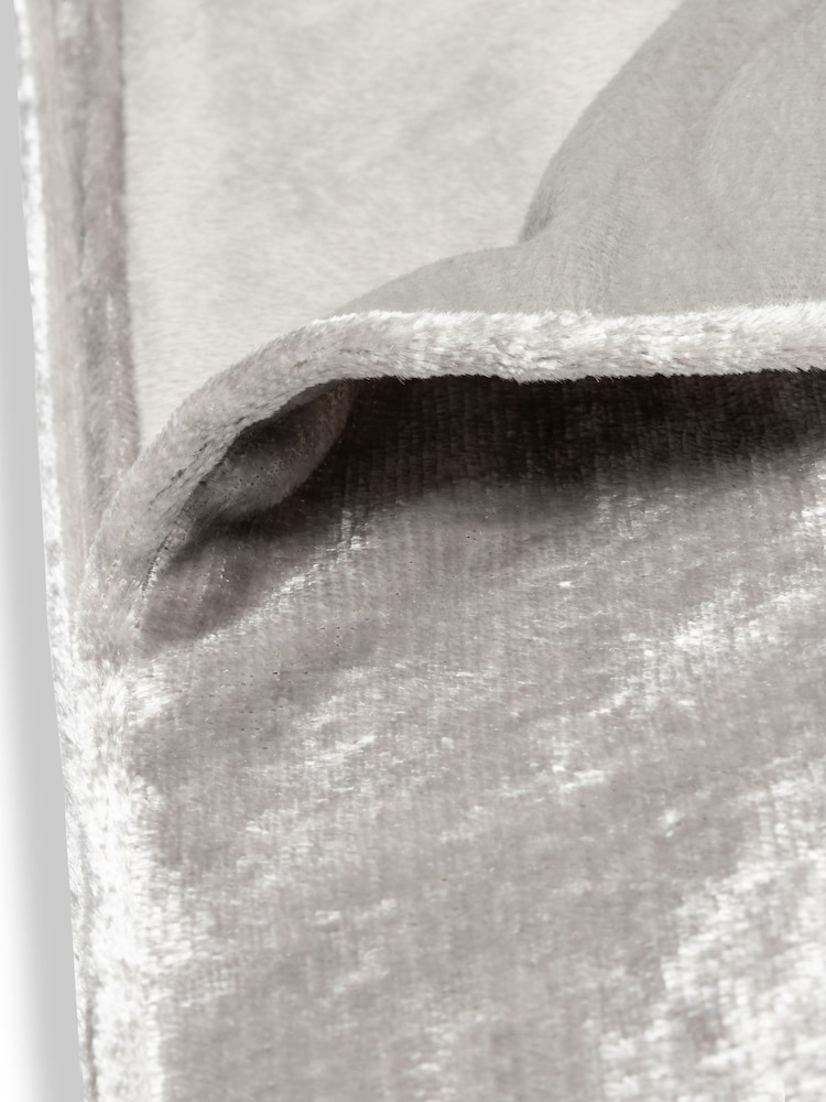 BHS Silver Large Luxury Crushed Velvet Throw - Image 2 of 3