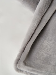 BHS Grey Faux Fur Throw - Image 2 of 4