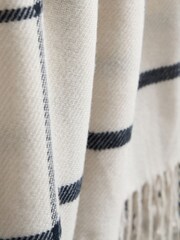 BHS Blue Plain Check Woven Throw - Image 2 of 4