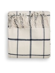 BHS Blue Plain Check Woven Throw - Image 3 of 4