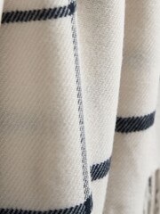 BHS Blue Plain Check Woven Throw - Image 4 of 4