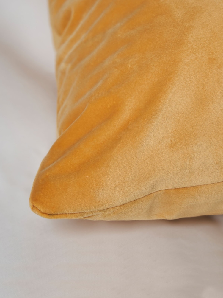 BHS Ochre Velour Cushion - Image 2 of 3