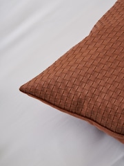 BHS Teracotta PU Weave Design Cushion - Image 2 of 4