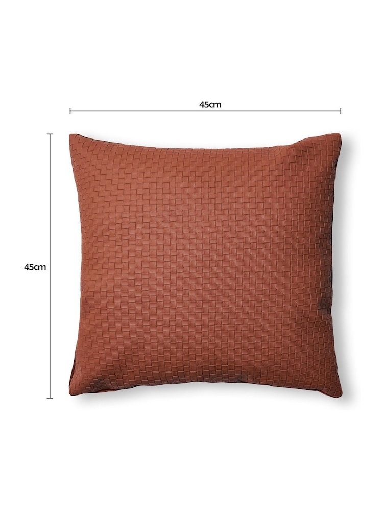 BHS Teracotta PU Weave Design Cushion - Image 4 of 4