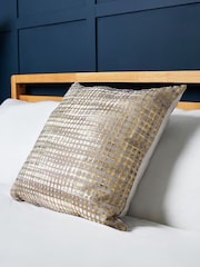 BHS Silver and Gold Foil Print Square Design Cushion - Image 1 of 4