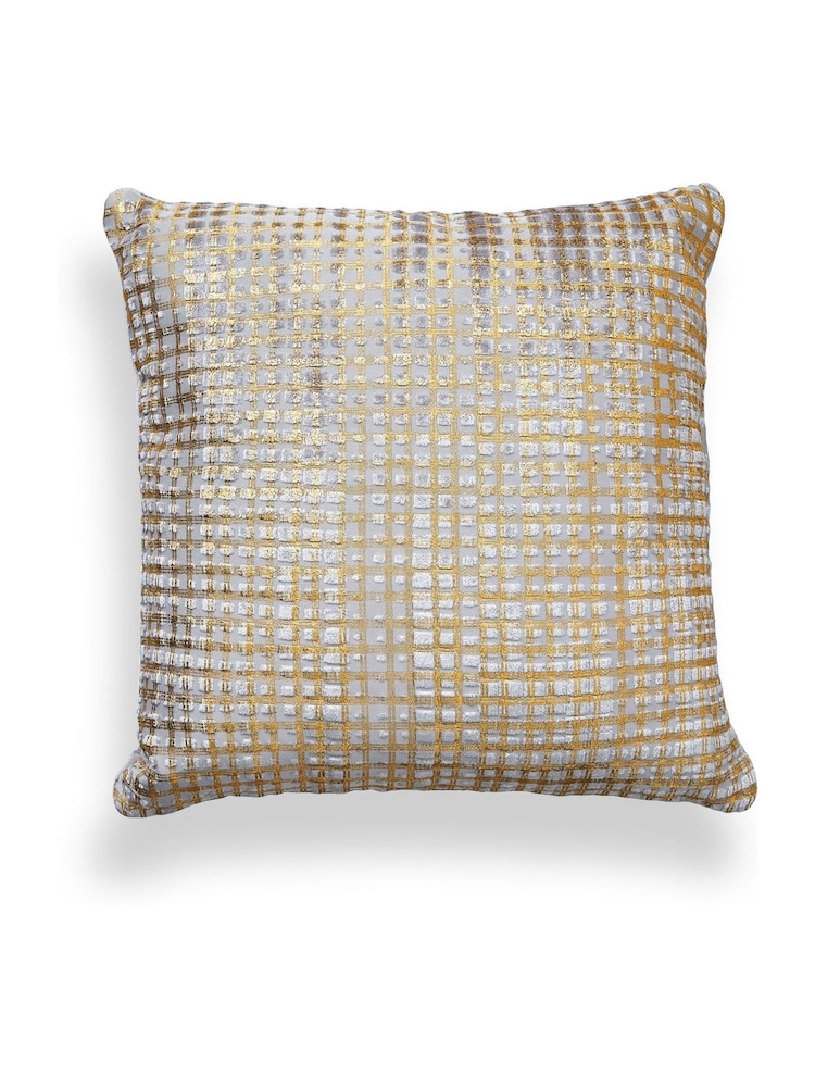 BHS Silver and Gold Foil Print Square Design Cushion - Image 2 of 4