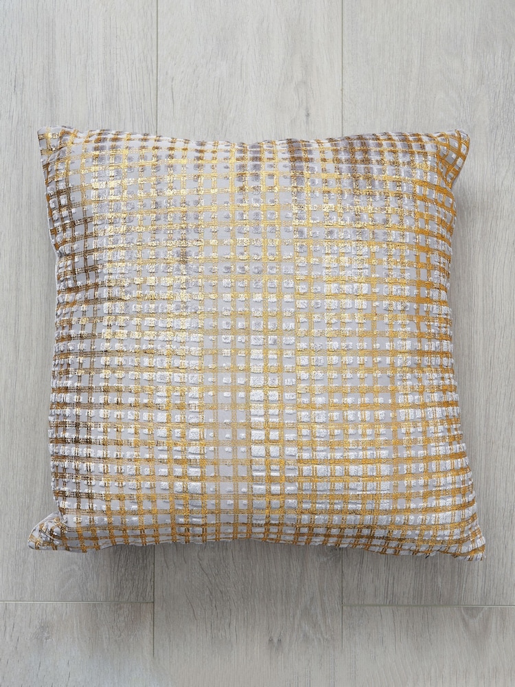 BHS Silver and Gold Foil Print Square Design Cushion - Image 3 of 4