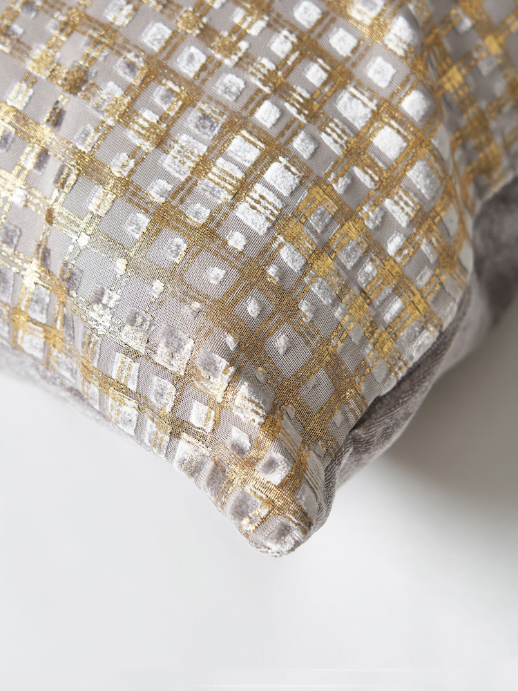 BHS Silver and Gold Foil Print Square Design Cushion - Image 4 of 4
