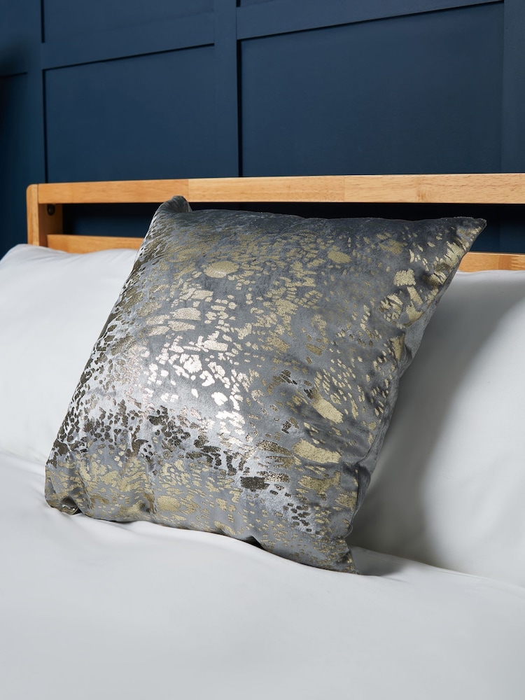 BHS Silver and Gold Foil Print Animal Print Design Cushion - Image 1 of 4