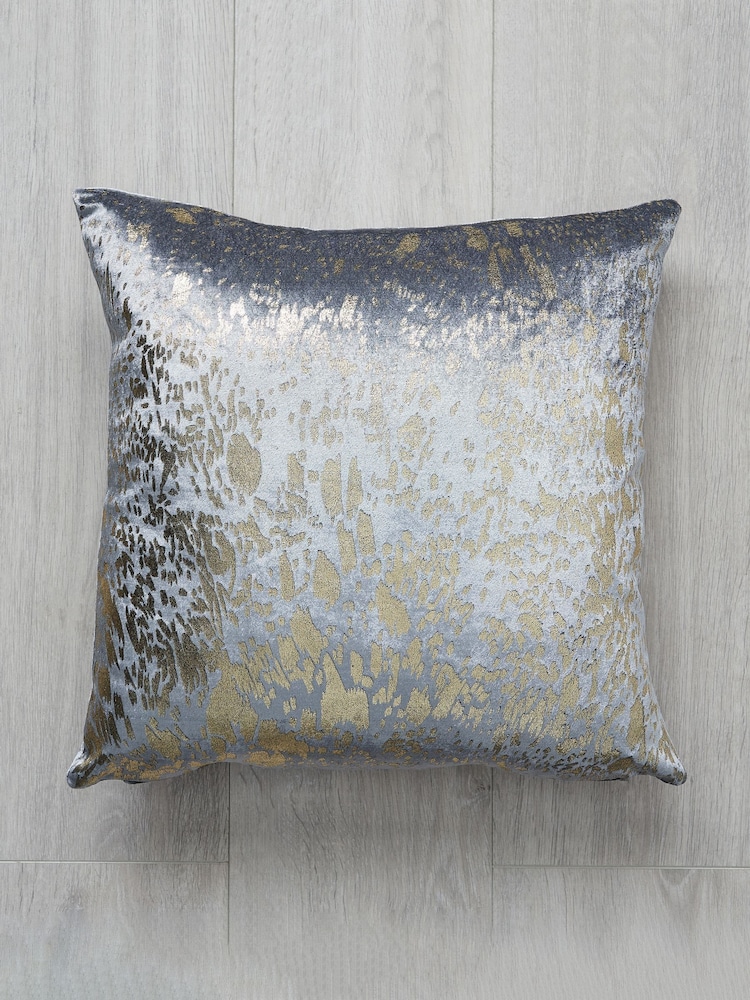 BHS Silver and Gold Foil Print Animal Print Design Cushion - Image 2 of 4
