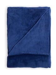 BHS Navy Microfleece Throw - Image 3 of 4
