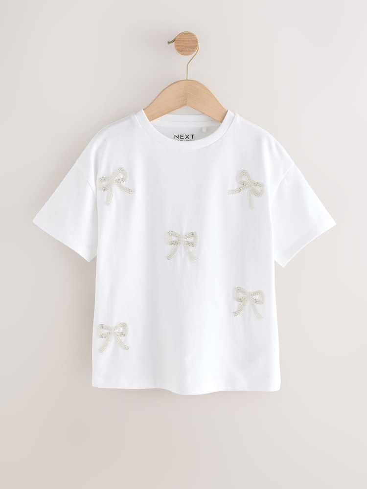 White Beaded T-Shirt (3-16yrs) - Image 5 of 8