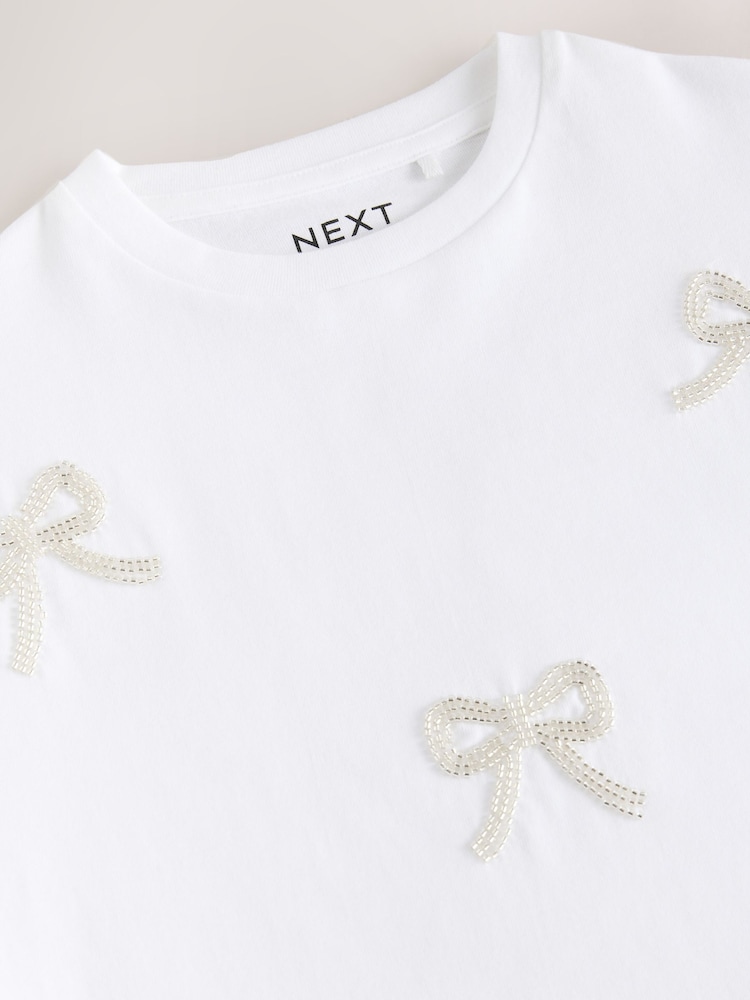 White Beaded T-Shirt (3-16yrs) - Image 7 of 8