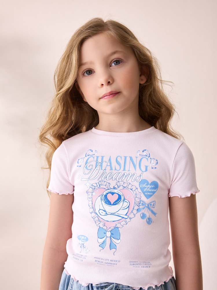 Pink Bows Graphic T-Shirt (3-16yrs) - Image 1 of 8 Pink Bows Graphic T-Shirt (3-16yrs) - Image 1 of 8