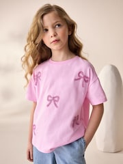 Light Pink Beaded T-Shirt (3-16yrs) - Image 1 of 4