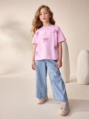 Light Pink Beaded T-Shirt (3-16yrs) - Image 2 of 4