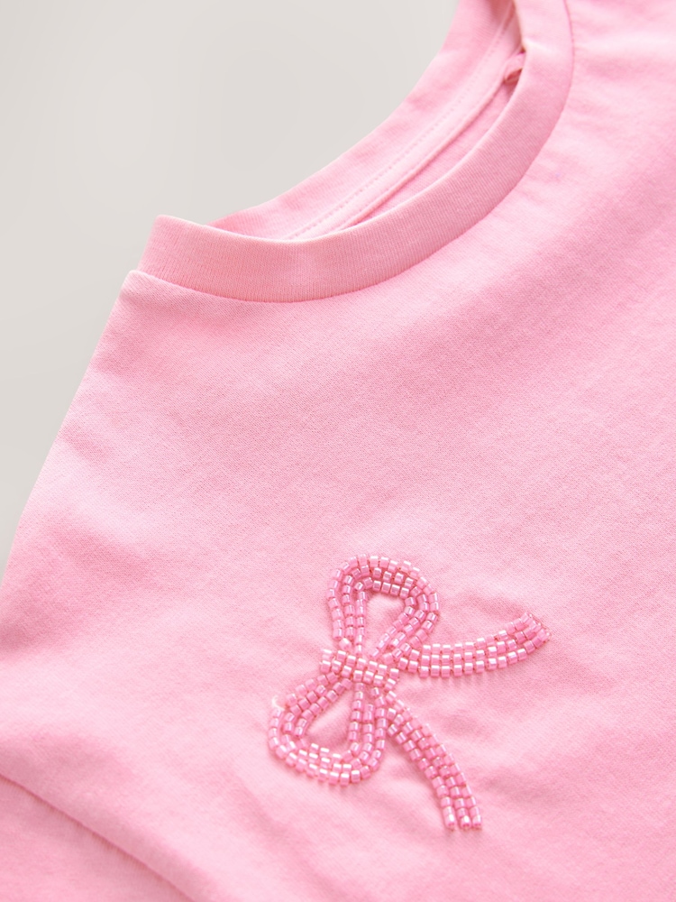 Light Pink Beaded T-Shirt (3-16yrs) - Image 8 of 8