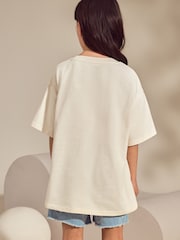 Ecru White Oversized Sequin Graphic Print T-Shirt (3-16yrs) - Image 3 of 8