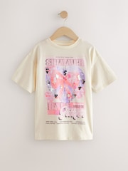 Ecru White Oversized Sequin Graphic Print T-Shirt (3-16yrs) - Image 5 of 8