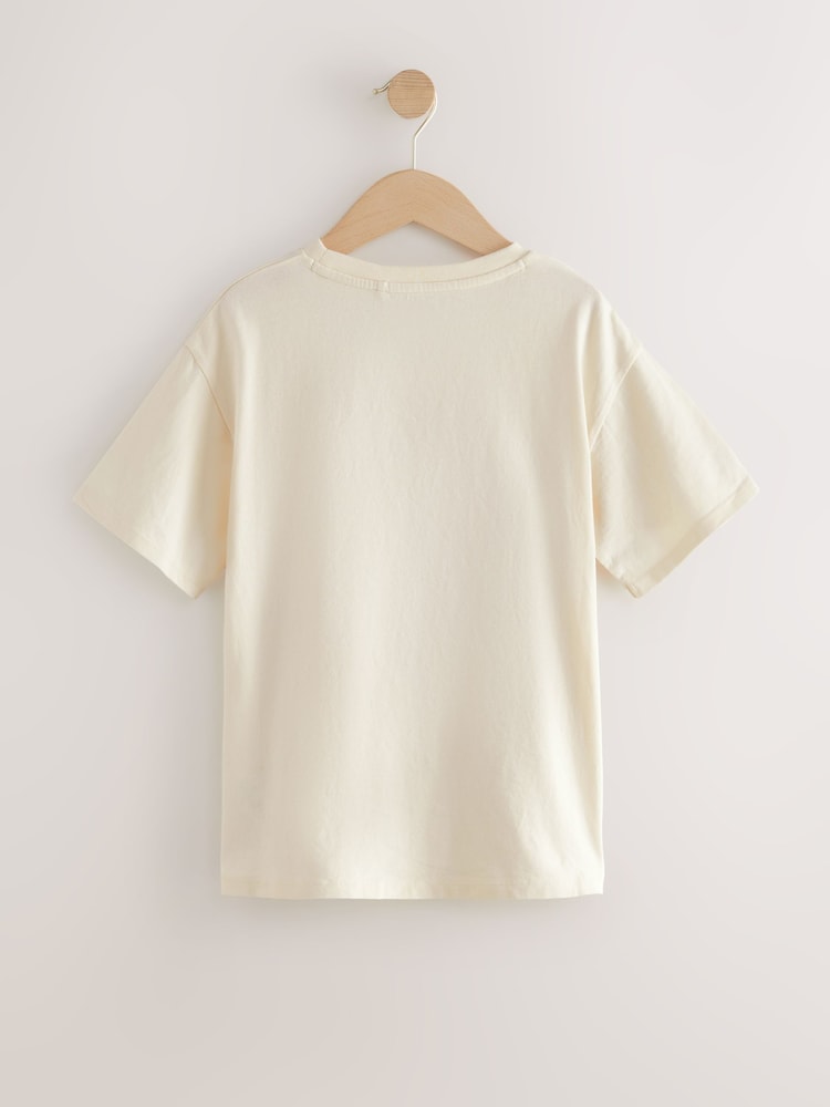 Ecru White Oversized Sequin Graphic Print T-Shirt (3-16yrs) - Image 6 of 8
