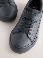Schwarz - Leather Touch Fastening Elastic Lace School Shoes - Bild 4 von 5
