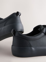 Schwarz - Leather Touch Fastening Elastic Lace School Shoes - Bild 5 von 5