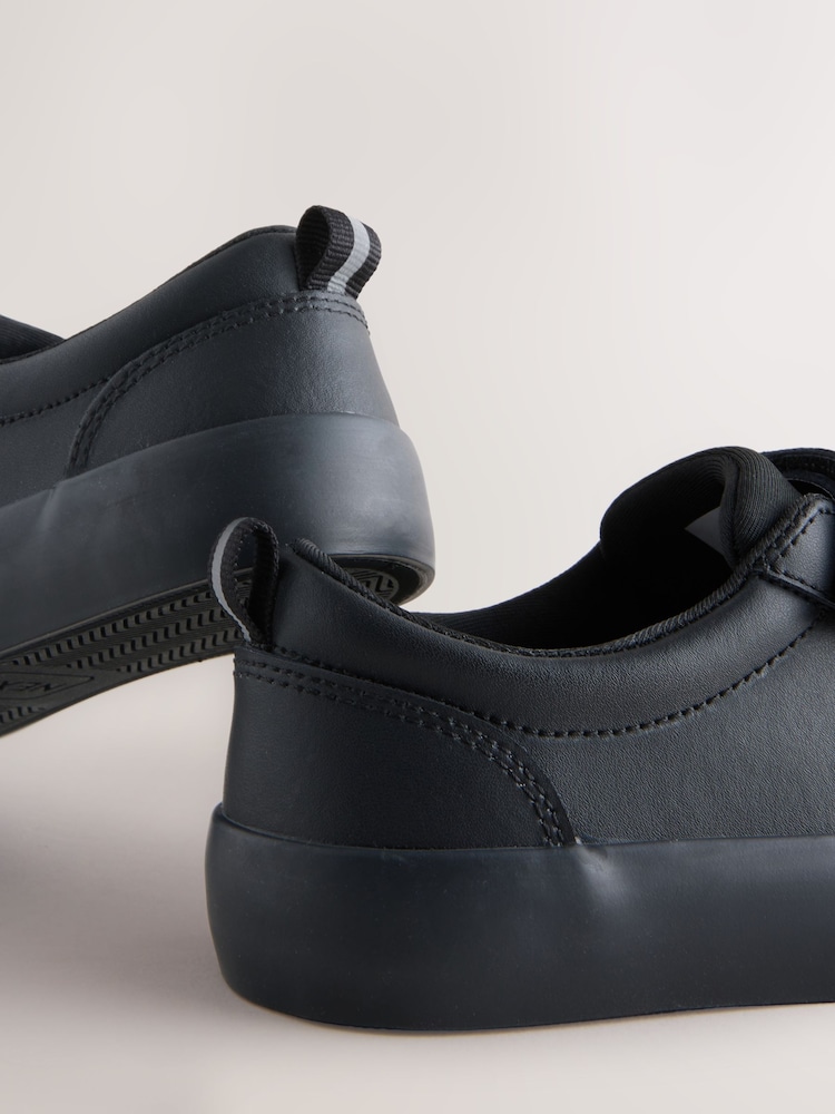 Schwarz - Leather Touch Fastening Elastic Lace School Shoes - Bild 5 von 5
