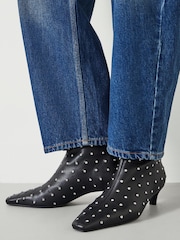 Hush Black Diamante Studded Leather Ankle Boots - Image 1 of 4