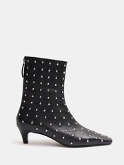 Hush Black Diamante Studded Leather Ankle Boots - Image 2 of 4