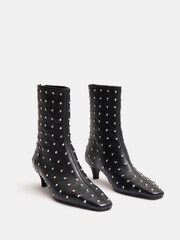 Hush Black Diamante Studded Leather Ankle Boots - Image 3 of 4