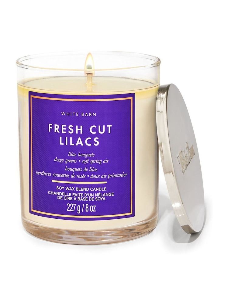 Bath & Body Works Fresh Cut Lilacs Dark Amber & Oud Single Wick Candle 8 oz / 227 g - Image 1 of 1