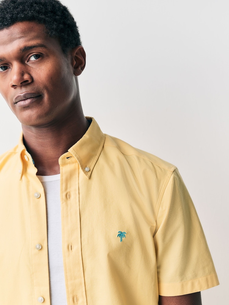 Jaune - Chemise Oxford à manches courtes 100% coton - Image 4 of 6
