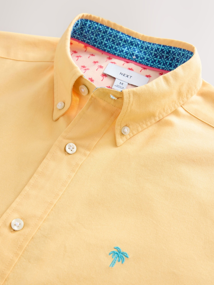 Jaune - Chemise Oxford à manches courtes 100% coton - Image 5 of 6