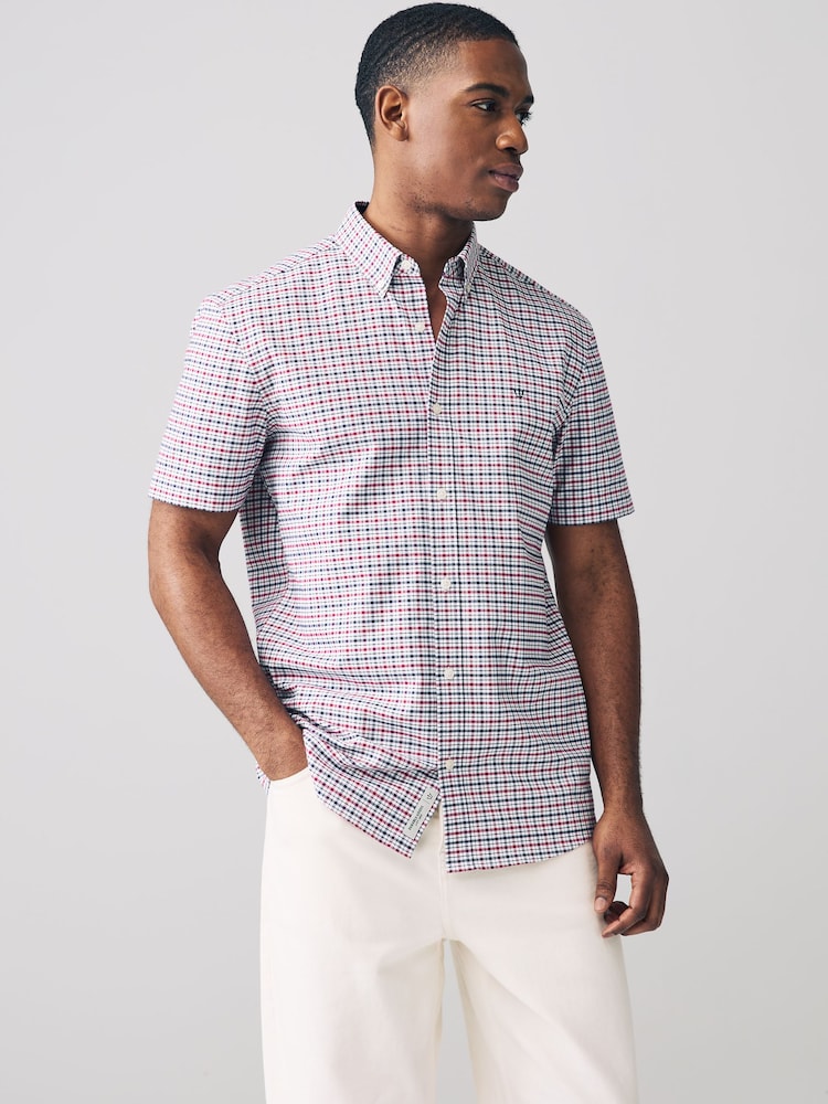 Ecru Gingham Check Short Sleeve Shirt - Image 1 of 8
