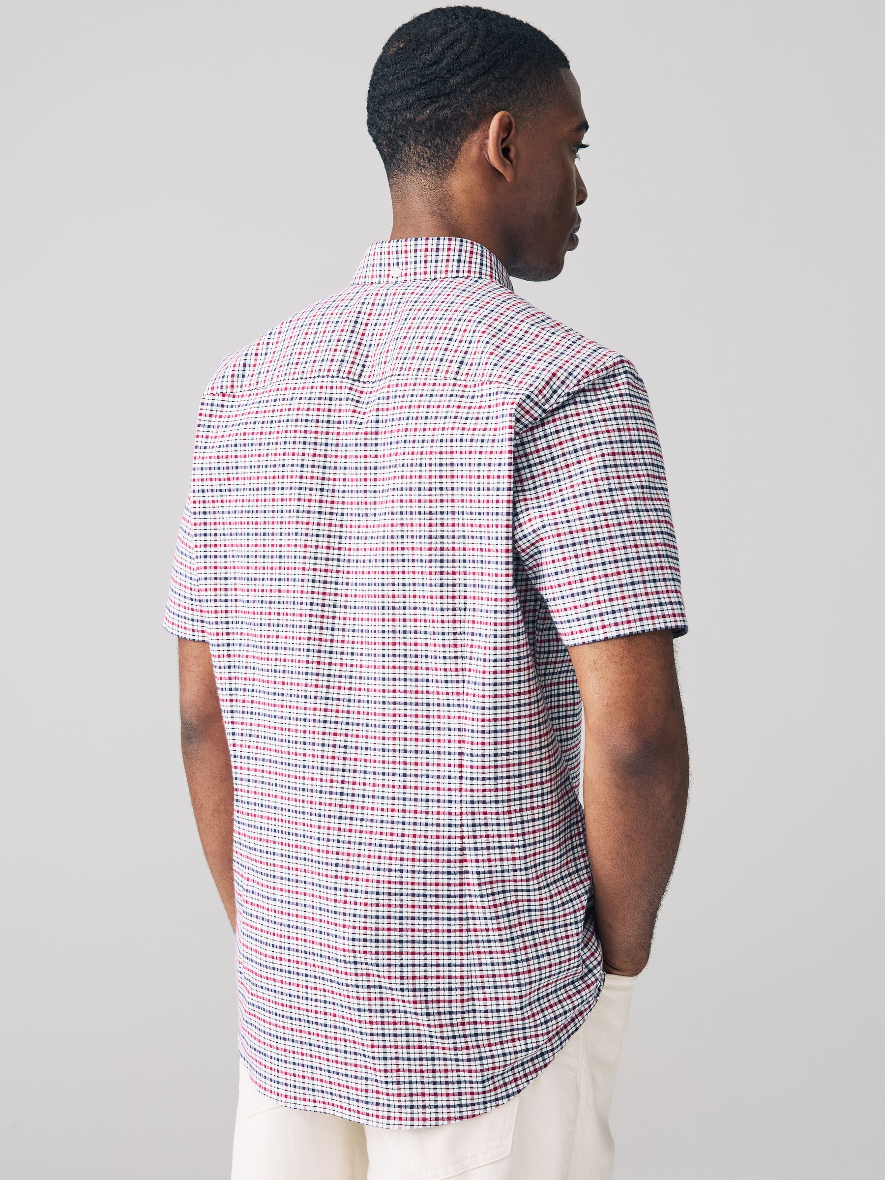 Blu Apparel Geruit herenshirt met korte mouwen katoen UK casual regular