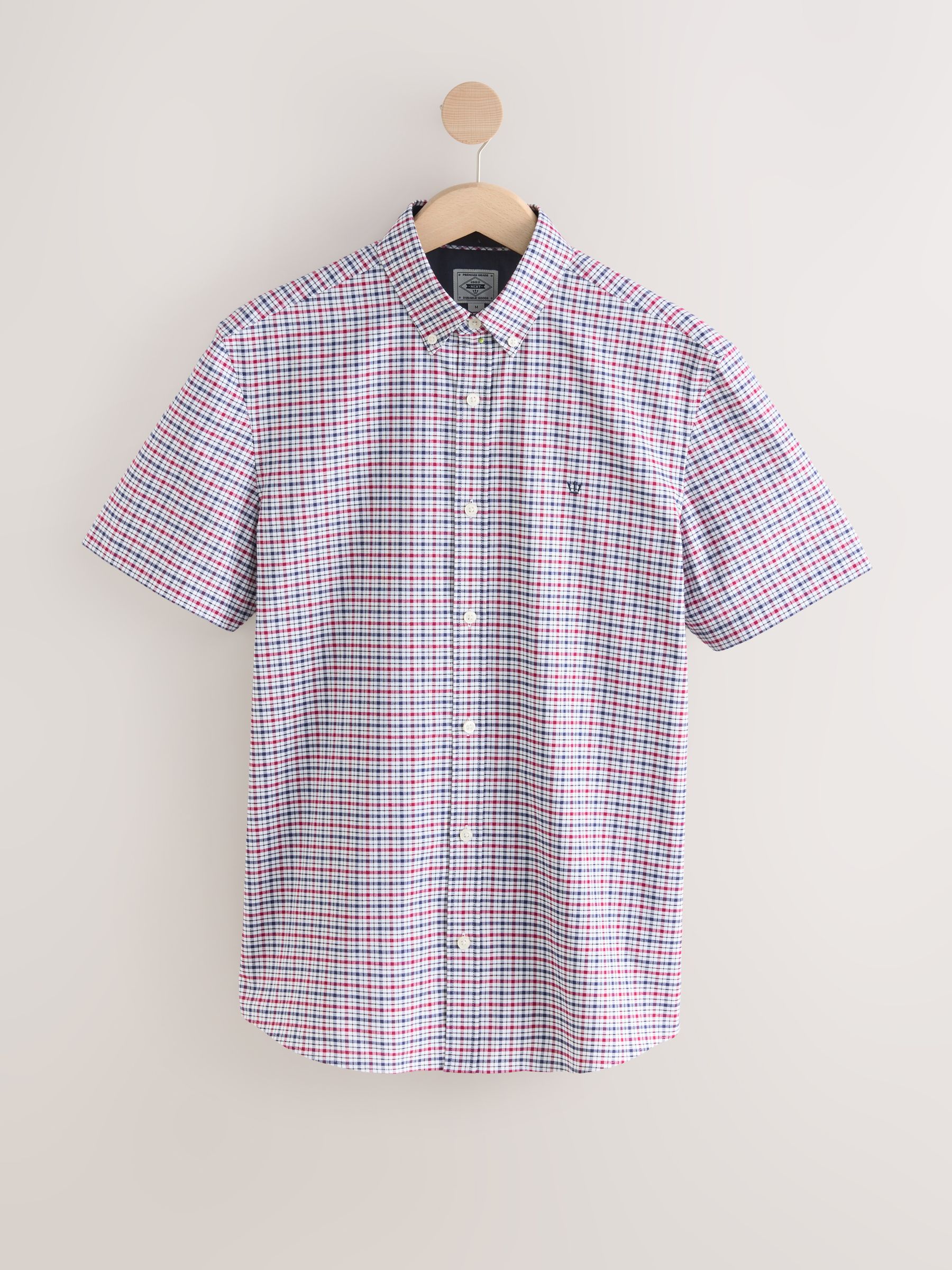 Buy Ecru Gingham Check Short Sleeve Shirt from Next Romania
