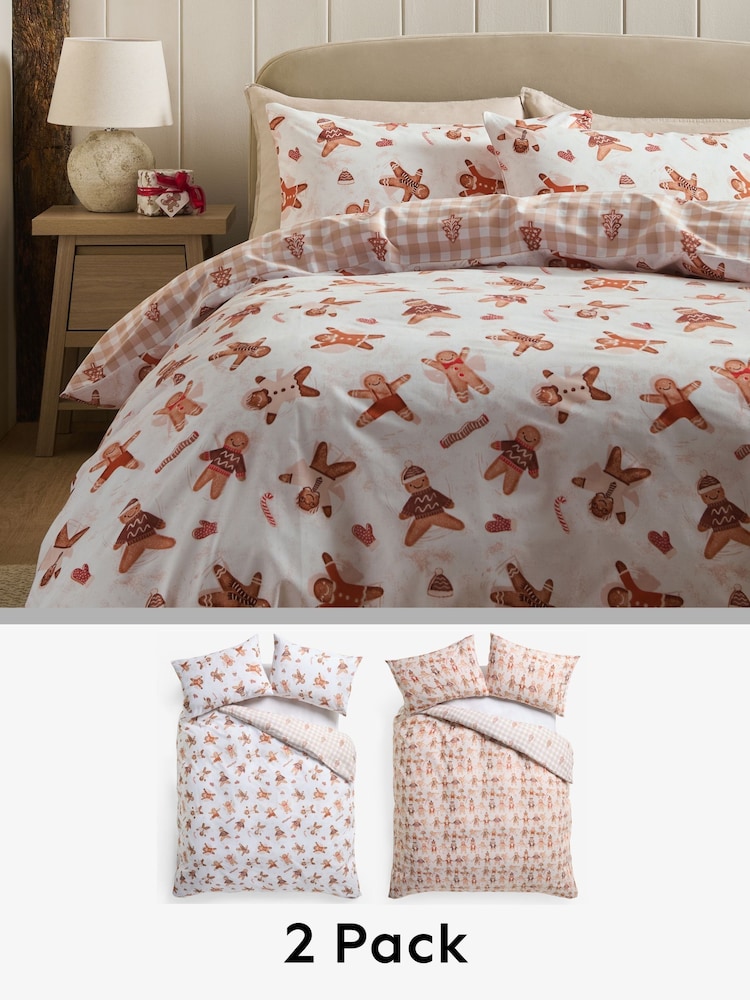 Christmas Gingerbread Reversible Duvet Duvet Cover and Pillowcase Set - Image 1 of 9