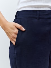 Navy Blue Elastic Back Straight Leg Modal Trousers - Image 4 of 4
