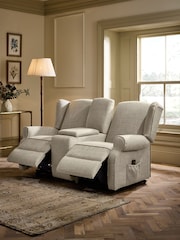 Chunky Weave Mid Natural Sherlock 2 Seater Recliner Chair - Image 1 of 16