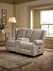Chunky Weave Mid Natural Sherlock 2 Seater Recliner Chair - Image 2 of 16