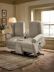 Chunky Weave Mid Natural Sherlock 2 Seater Recliner Chair - Image 6 of 16