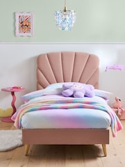 Opulent Chenille Light Rose Pink Sunray Single Bed Frame - Image 1 of 5
