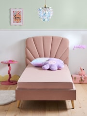 Opulent Chenille Light Rose Pink Sunray Single Bed Frame - Image 2 of 5