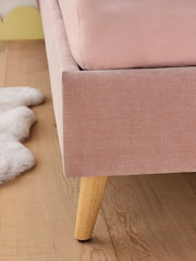 Opulent Chenille Light Rose Pink Sunray Single Bed Frame - Image 4 of 5