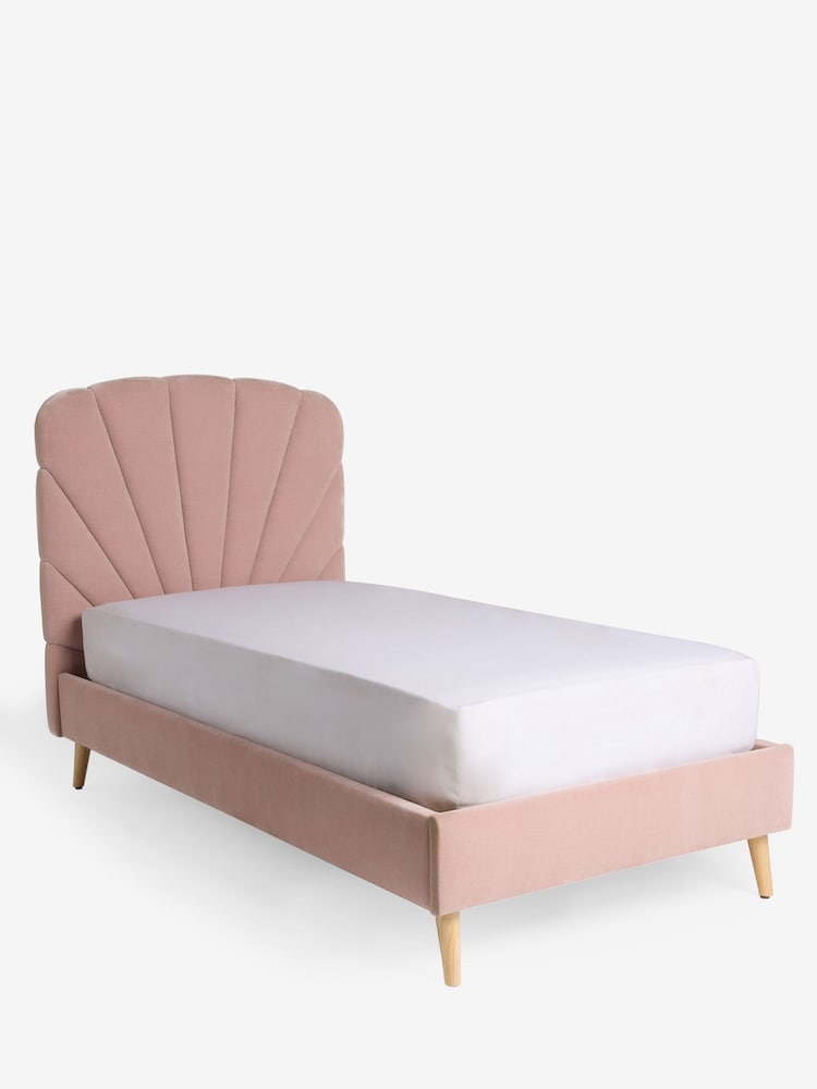 Opulent Chenille Light Rose Pink Sunray Single Bed Frame - Image 5 of 5