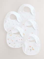 White Animal Print Baby Bibs 5 Pack - Image 1 of 7