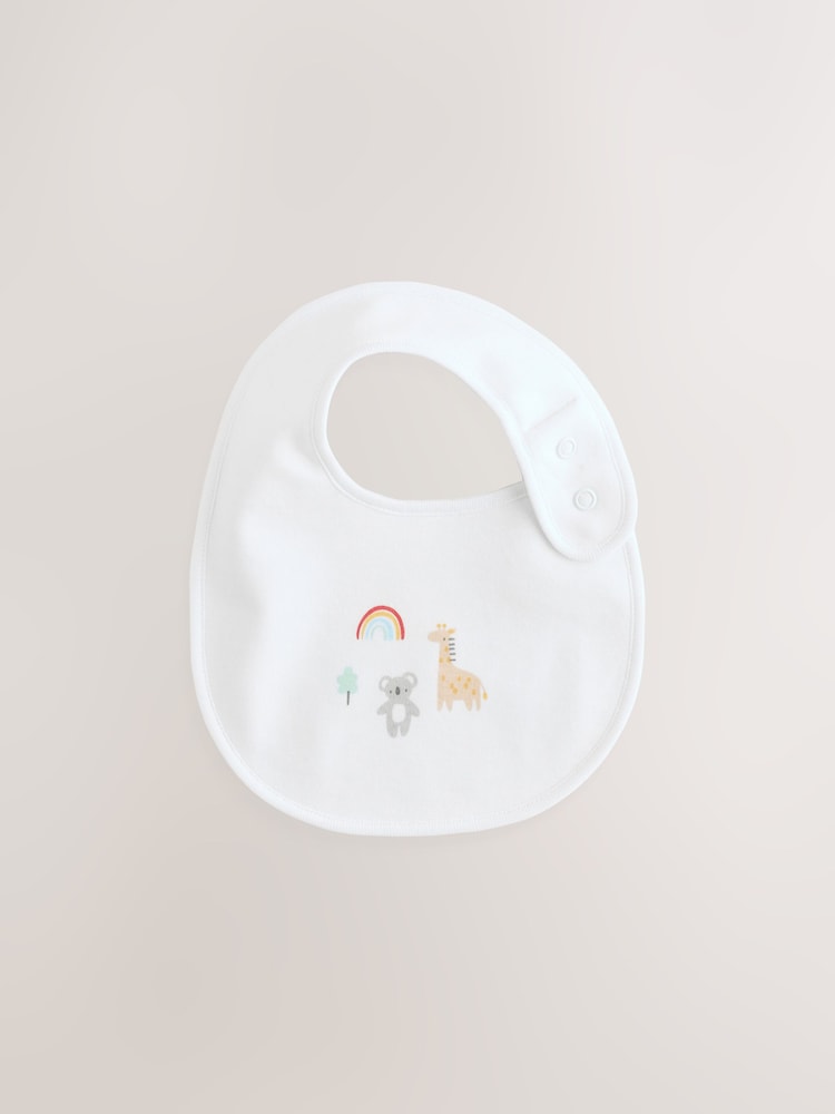 White Animal Print Baby Bibs 5 Pack - Image 2 of 7
