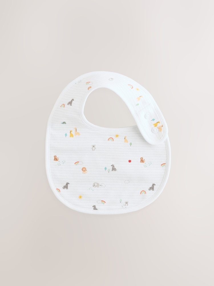 White Animal Print Baby Bibs 5 Pack - Image 4 of 7