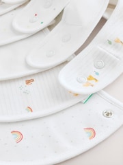 White Animal Print Baby Bibs 5 Pack - Image 6 of 7